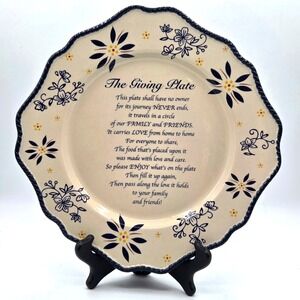 Temptations by Tara The Giving Plate Blue Floral Scalloped  Friends LOVE Family